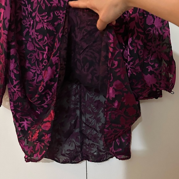 New CLUB MONACO Burnout Long Sleeve Swing Mini Dress Pink Mix Rose - Picture 7 of 10